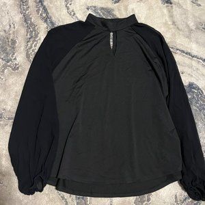 Worthington Women's Black with Sheer Sleeves , Mock Turtle Neck Blouse  (1X)